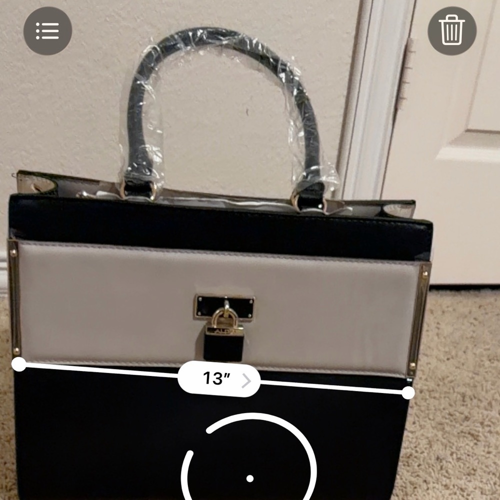 Aldo Black and White Satchel - Picture 15 of 16